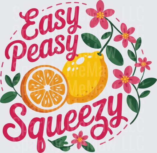 Easy Peasy Squeezy Lemon with Pink Flowers - UV DTF Decal