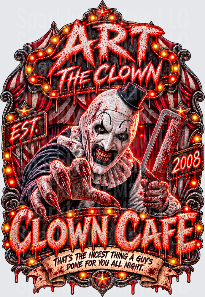Art The Clown Clown Cafe UV DTF Decal