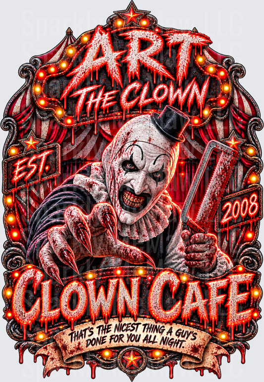 Art The Clown Clown Cafe UV DTF Decal