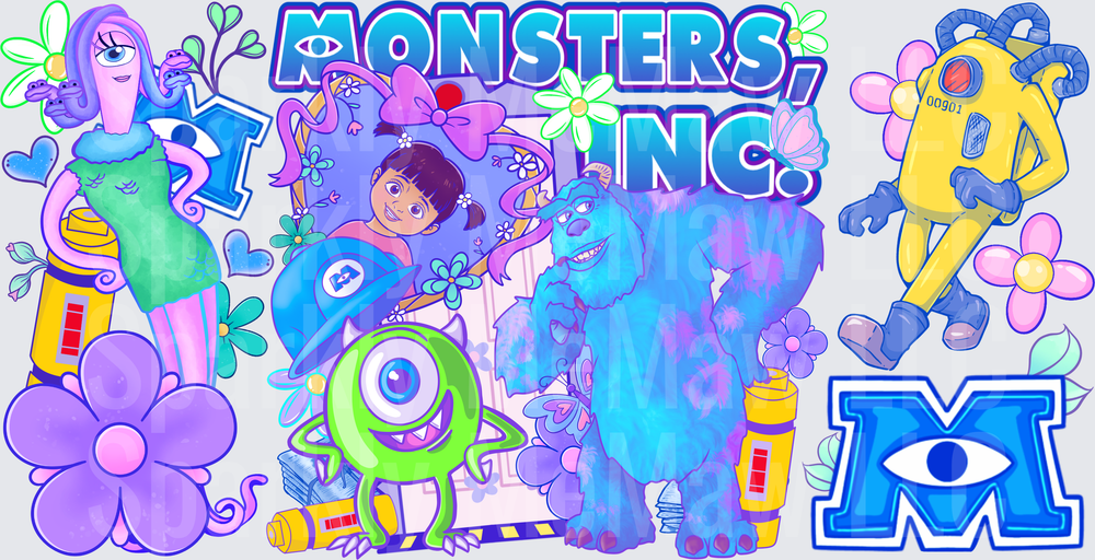 Monsters Inc Characters UV DTF 16 OZ Wrap
