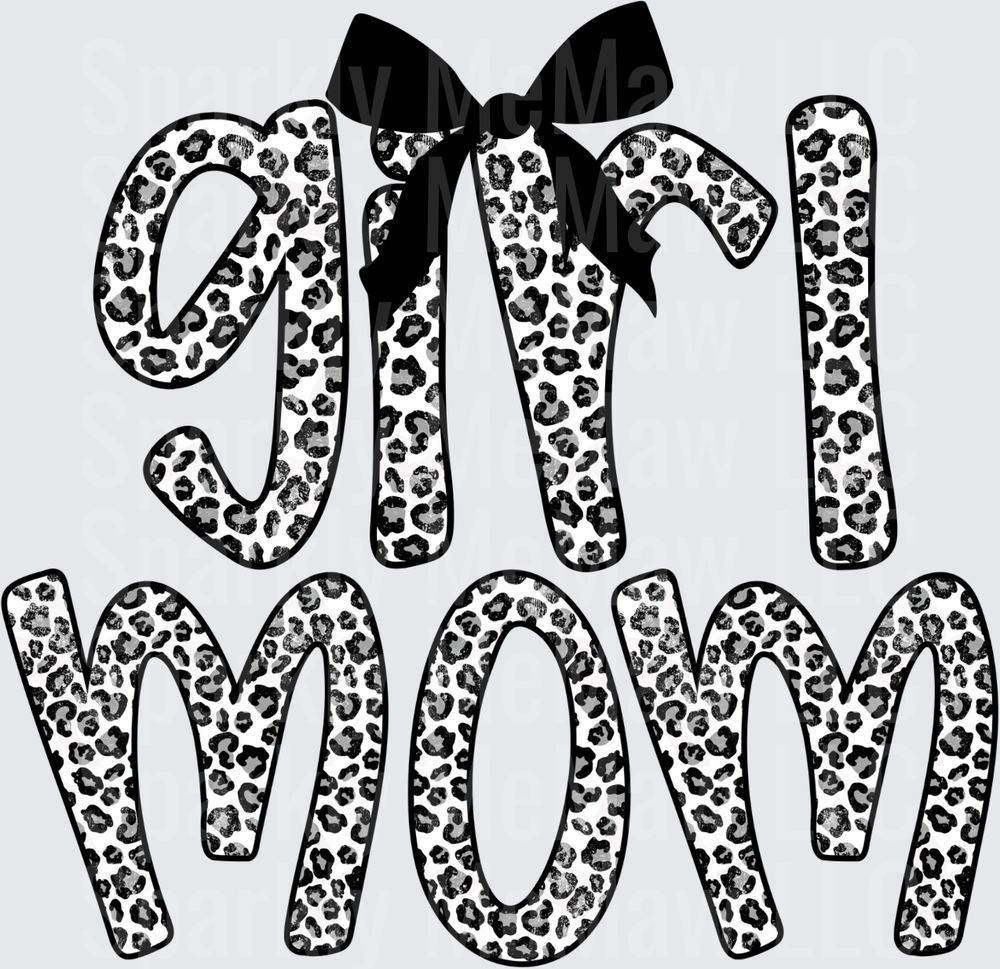 Girl Mom Leopard Print with Black Bow UV DTF Decal