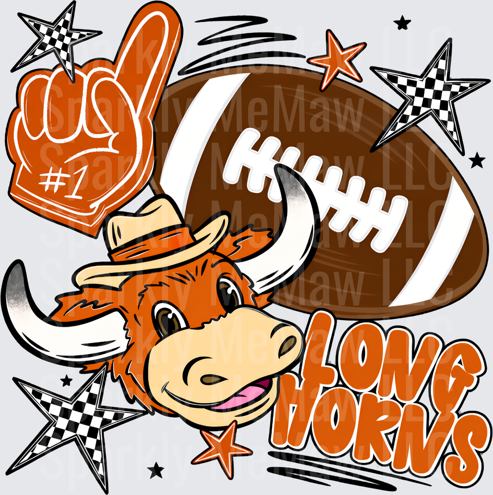 Longhorns Football Fan Mascot UV DTF Decal