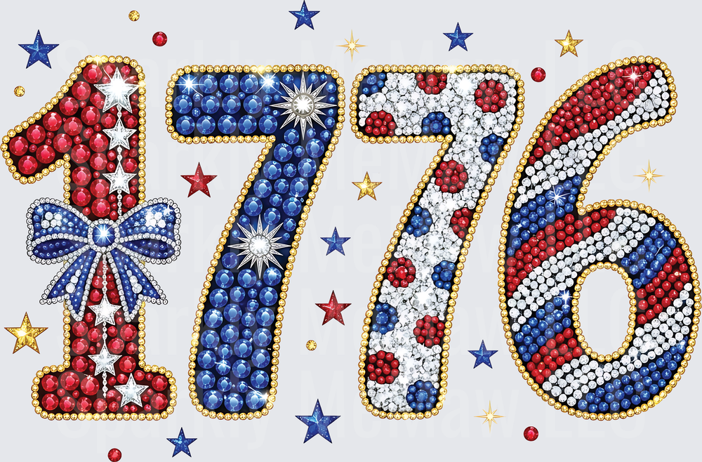 1776 Rhinestone Patriotic America Independence Day UV DTF Decal
