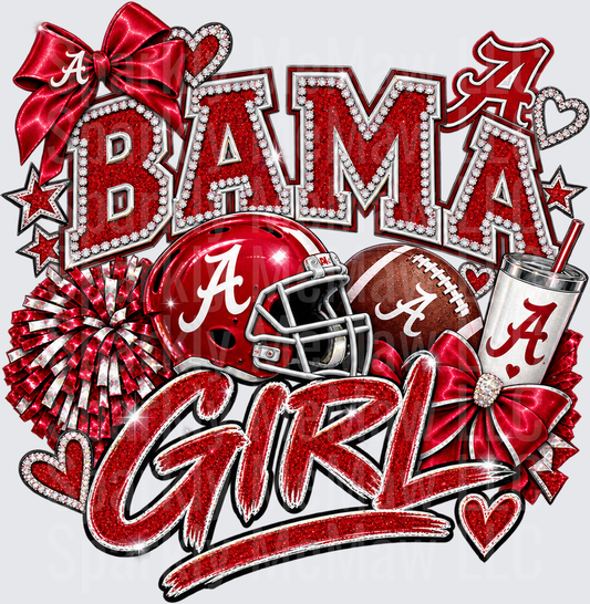 Bama Girl Alabama Crimson Tide DTF Transfer for Fabrics