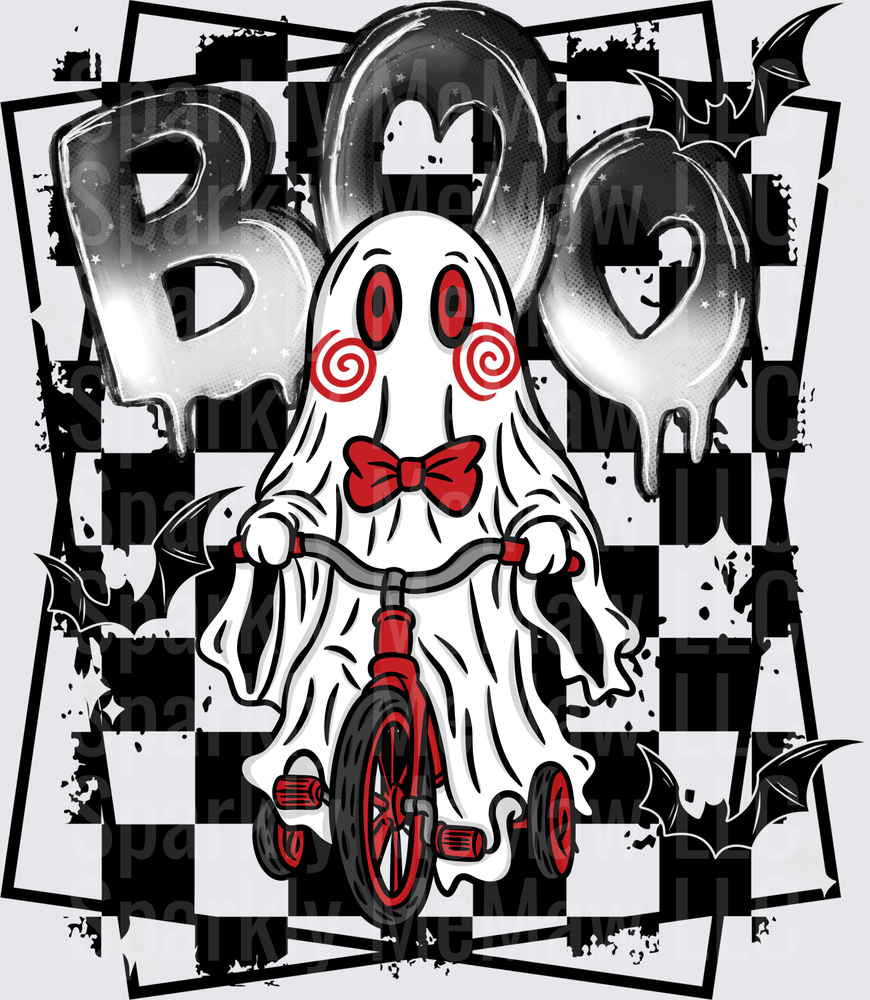 Boo Ghost Tricycle Halloween UV DTF Decal