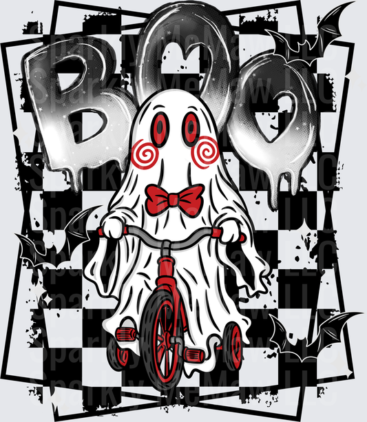 Boo Ghost Tricycle Halloween UV DTF Decal