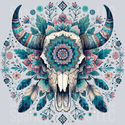 bull skull mandala 1 Clip Art UV DTF Decal