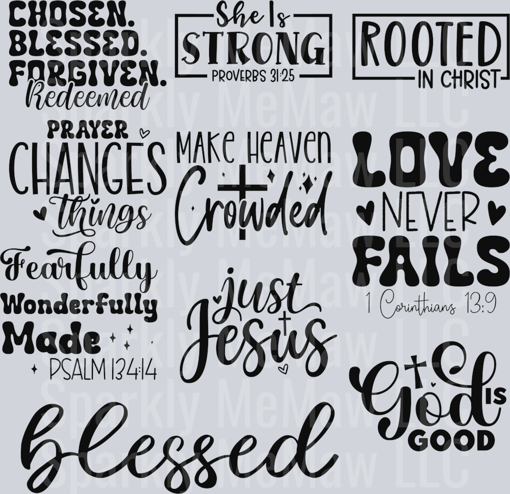 Spiritual words uv dtf element sheet