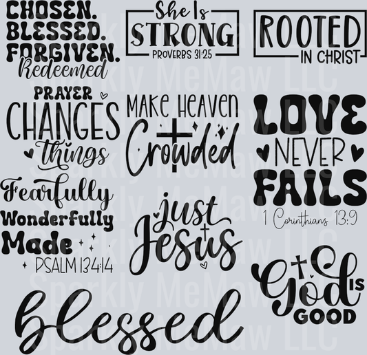 Spiritual words uv dtf element sheet