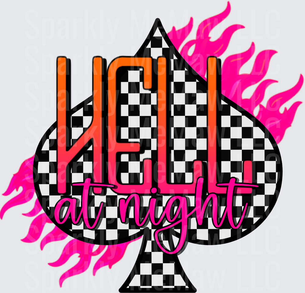 Hot At Night Checkered Spade with Pink Flames UV DTF Decal