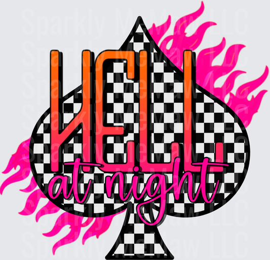 Hot At Night Checkered Spade with Pink Flames UV DTF Decal