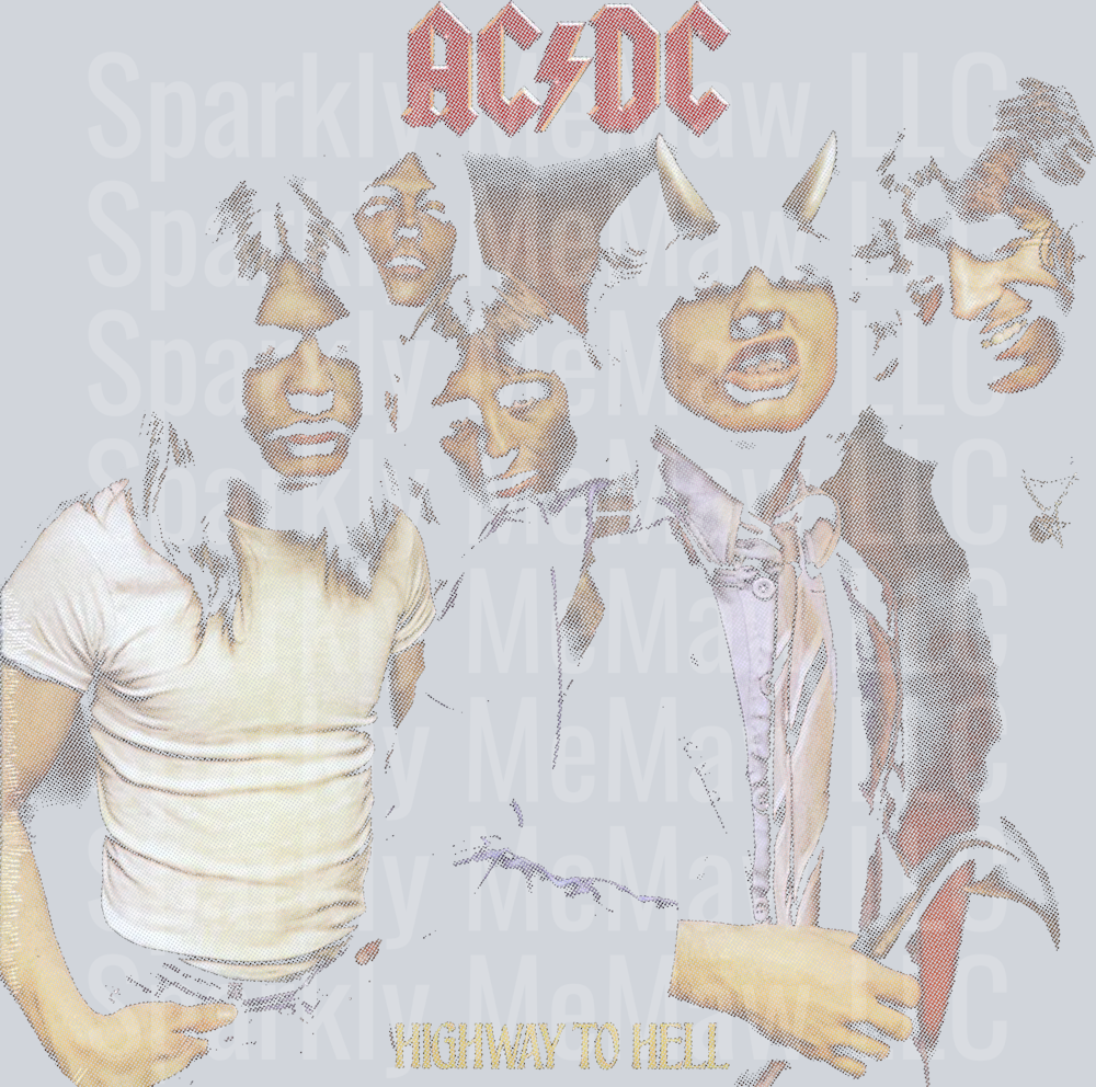 AC DC Halftone DTF Transfer (Fabric)