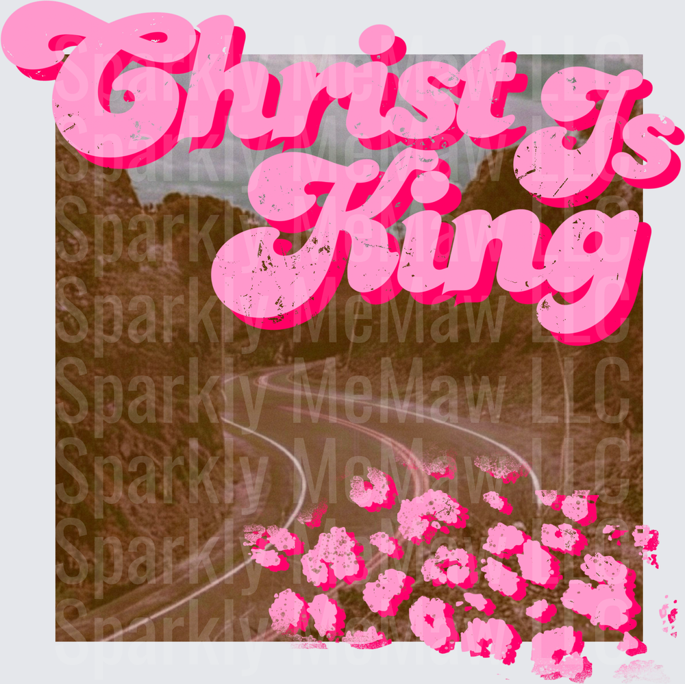Christ is King Pink Vintage Road Aesthetic UV DTF Decal