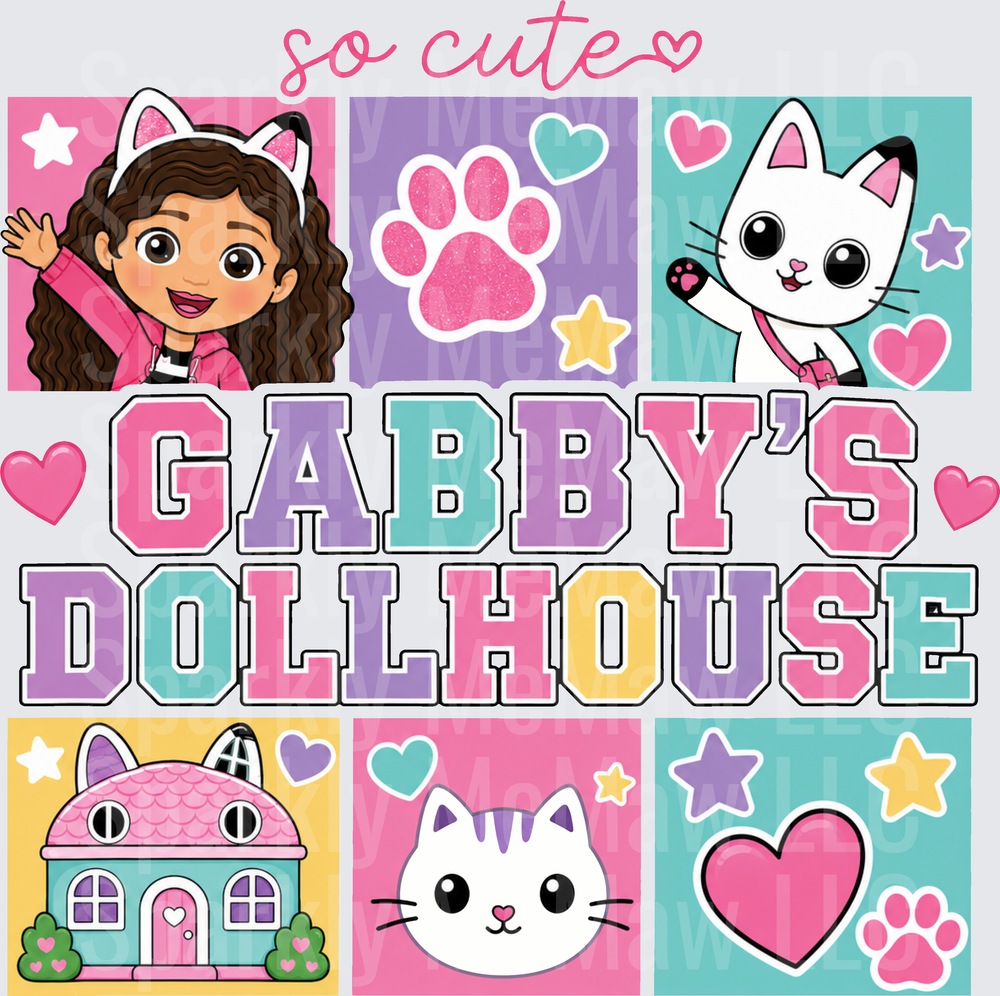 Gabby's Dollhouse So Cute DTF Transfer for Fabrics