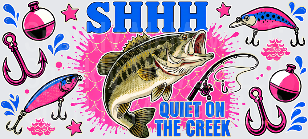 Shhh Quiet On The Creek Bass Fishing UV DTF Wrap