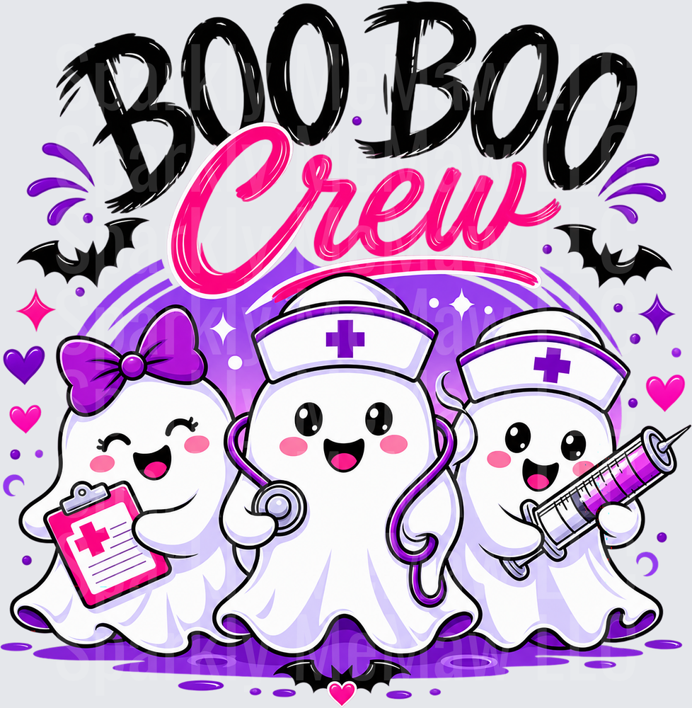 Boo Boo Crew Nurse Ghosts UV DTF Decal