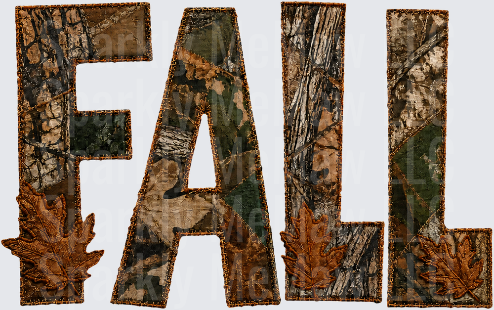 FALL Camo Autumn Leaves UV DTF Decal