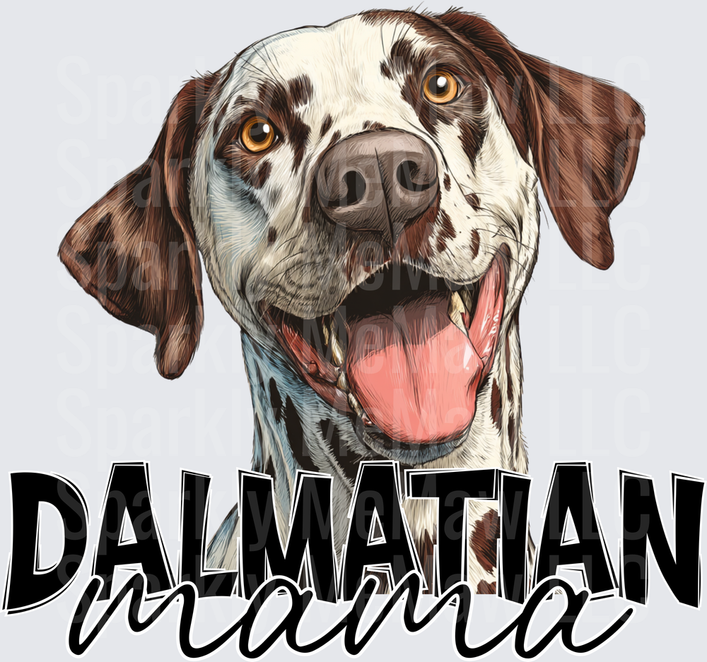 UV DTF Decal Happy Dalmatian Dog Face with Dalmatian Mama Text