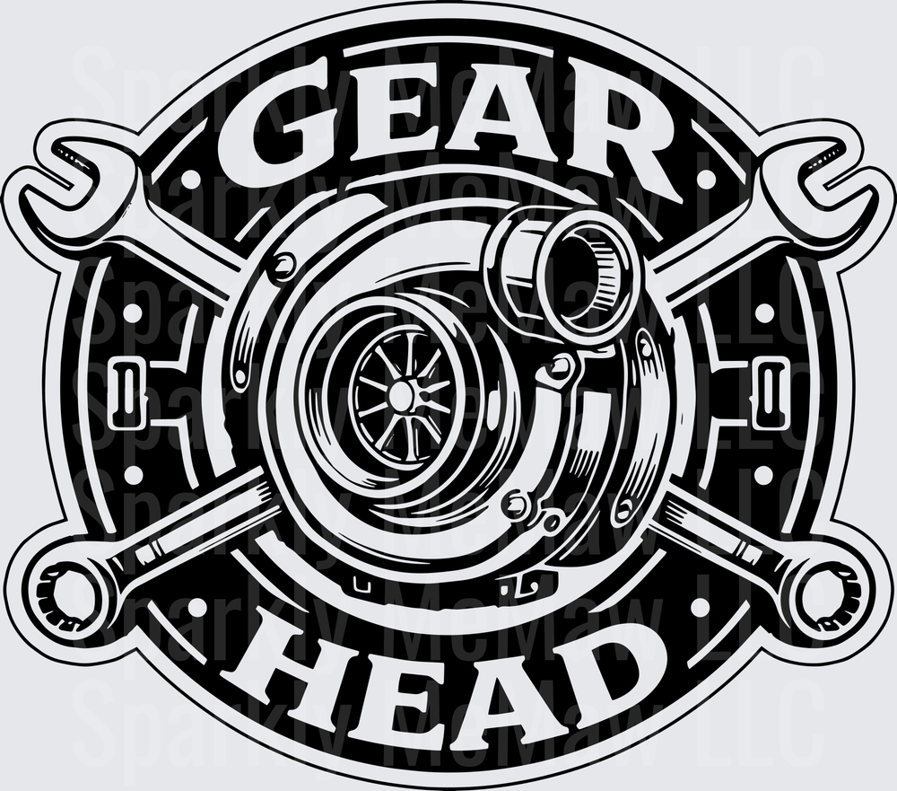 Gear Head Turbocharger and Pistons Automotive DTF Transfer