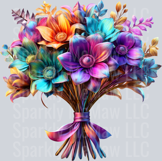 jewel tone floral clipart (114) UV DTF Decal
