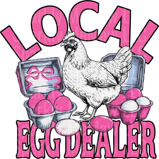 Local Egg Dealer Chicken with Pink Eggs and Cartons UV DTF Decal
