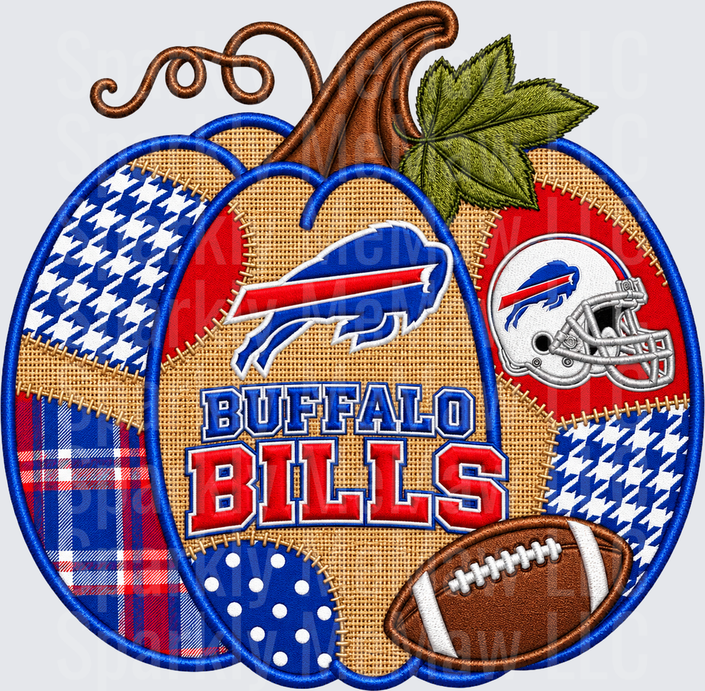 Buffalo Bills Fall Pumpkin Patchwork UV DTF Decal