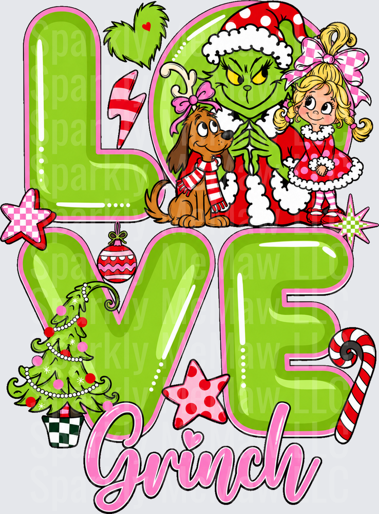 Love Grinch Christmas UV DTF Decal