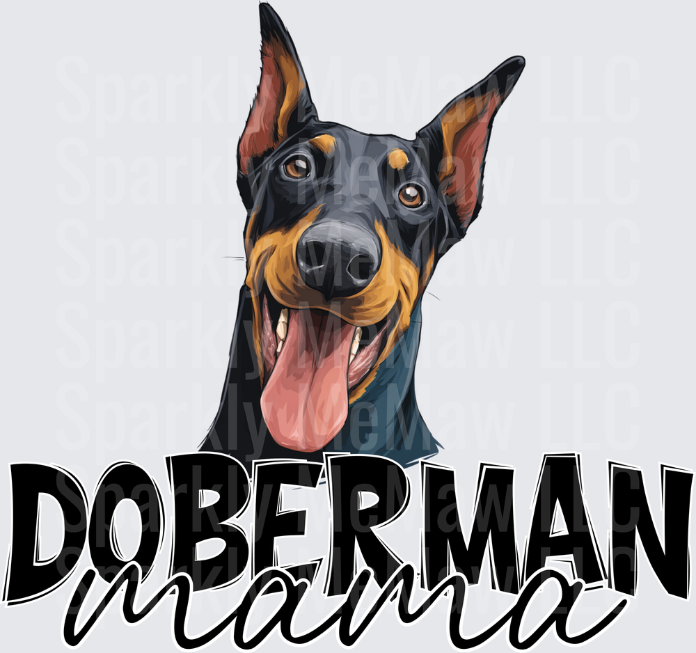 Doberman Mama with Happy Dog Portrait UV DTF Decal