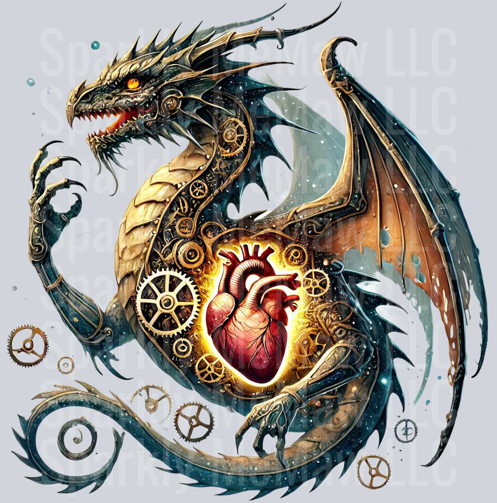 66 Steampunk Dragon UV DTF Clip Art Decal