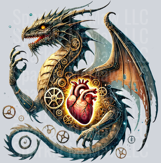 66 Steampunk Dragon UV DTF Clip Art Decal