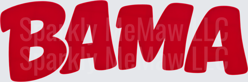 Bold Red BAMA Lettering DTF Transfer for fabrics