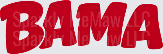 Bold Red BAMA Lettering DTF Transfer for fabrics
