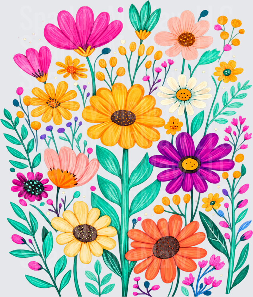 Colorful Wildflower Garden Bouquet UV DTF Decal