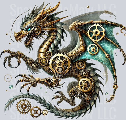 30 Steampunk Dragon UV DTF Clip Art Decal