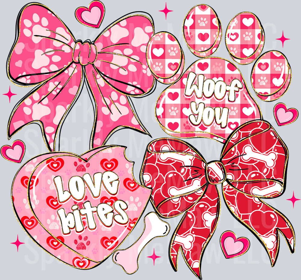 Dog Valentine Coquette UV DTF Decal