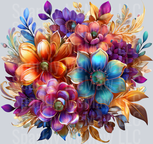 jewel tone floral clipart (71) UV DTF Decal