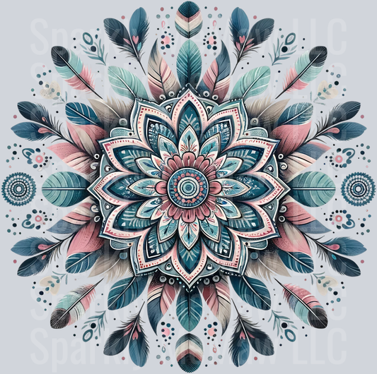 feathers mandala 1 Clip Art UV DTF Decal