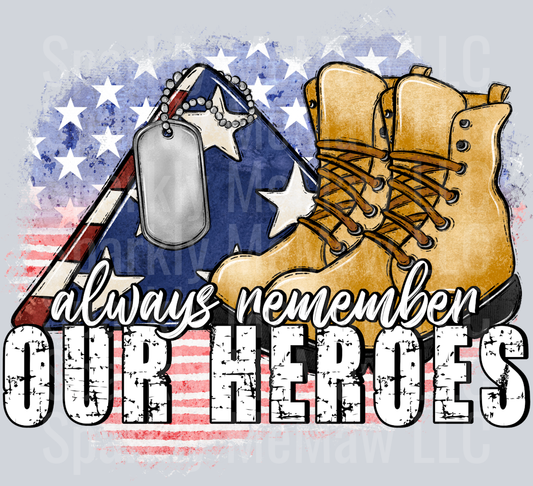 Always Remember our heroes UV DTF Decal