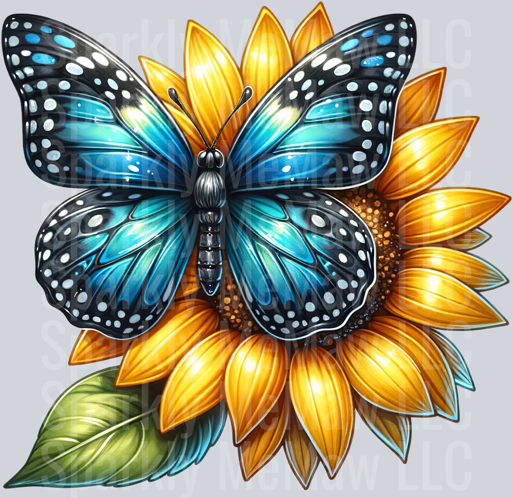 15 Sunflower Butterfly Clip Art UV DTF Decal
