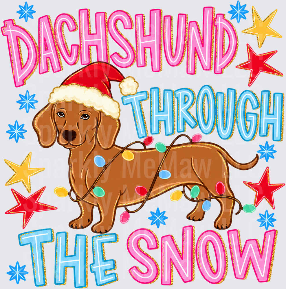 Dachshund Through The Snow UV DTF Decal