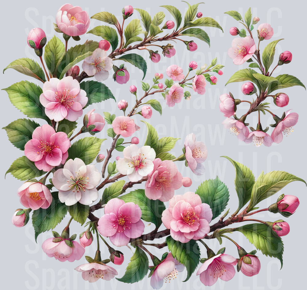 18 Cherry Blossoms Clip Art UV DTF Decal