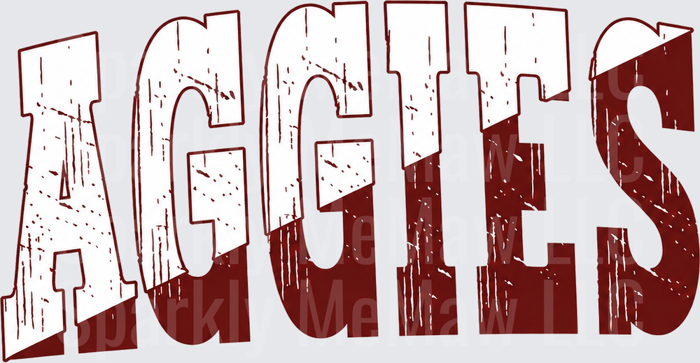 Aggies Distressed Maroon Bold Typography UV DTF Decal