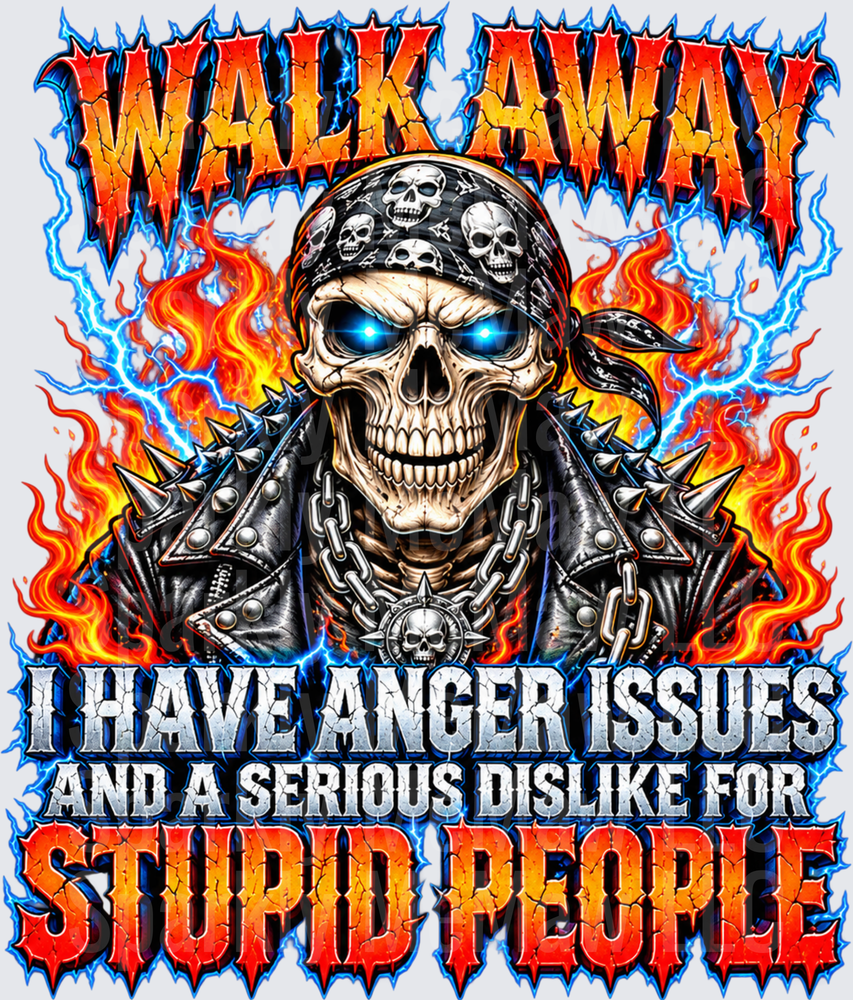 Walk Away Anger Issues Skull UV DTF Decal