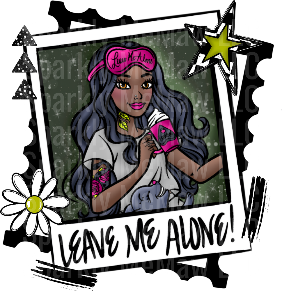 Raw Me Alone Tattooed Girl with Polaroid Frame UF DTF Decal
