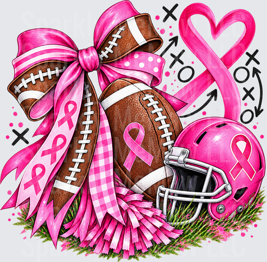Pink Football Breast Cancer Awareness UV DTF Decal