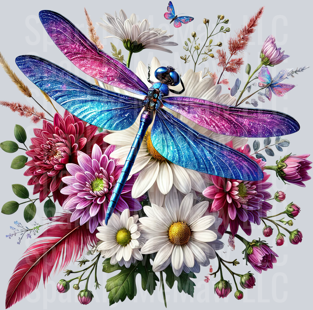 17 Floral Dragonfly UV DTF Clip Art Decal