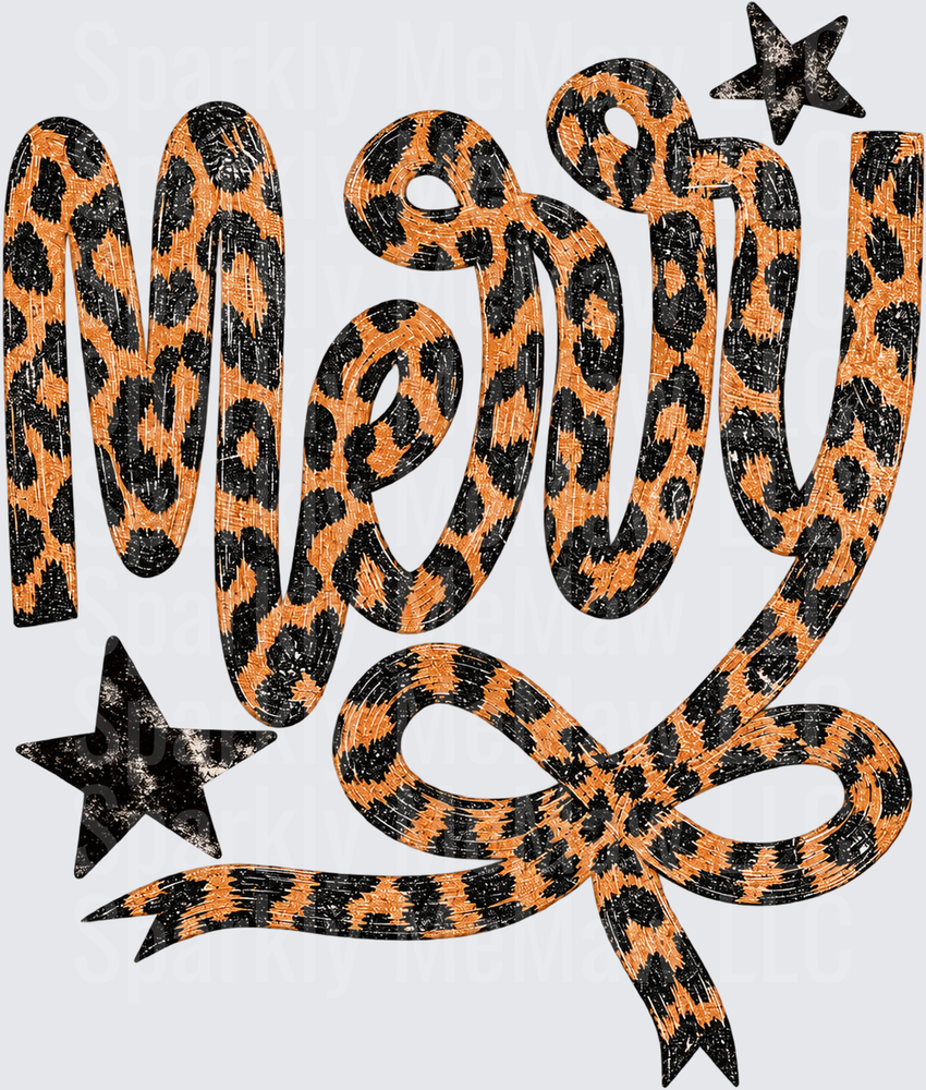 Merry Leopard Print Bow Stars UV DTF Decal