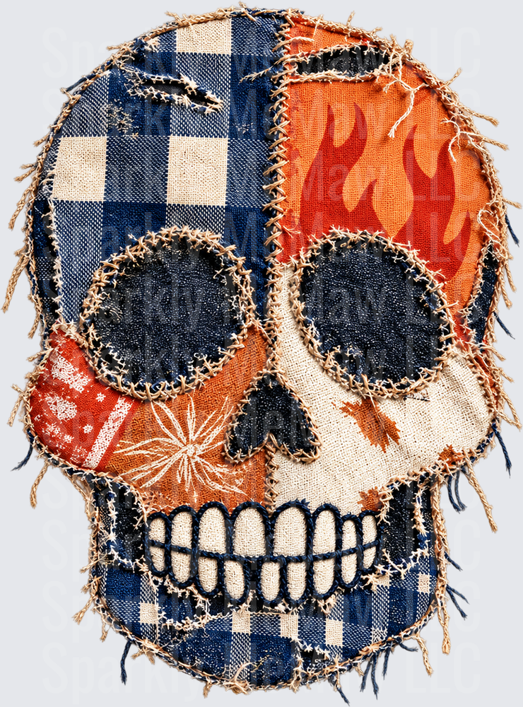 Patchwork Skull Fabric Art UV DTF Decal