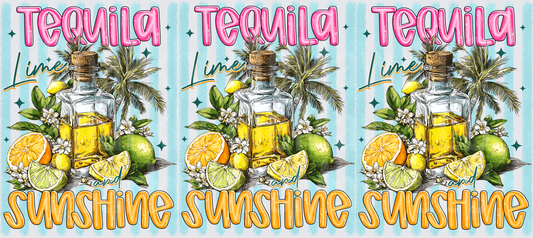 Tequila Lime and Sunshine Tropical Beach Vibes with Citrus and Palm Trees UV DTF 16 oz Wrap