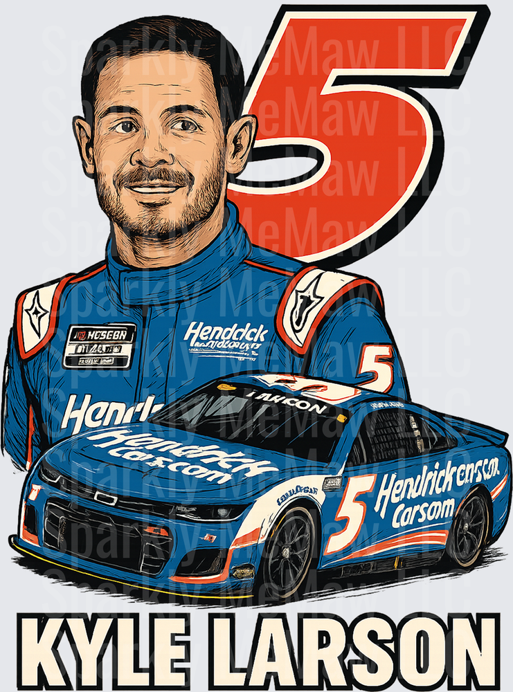 Kyle Larson NASCAR Driver Number 5 Hendrick Motorsports Car and Portrait UV DTF Decal